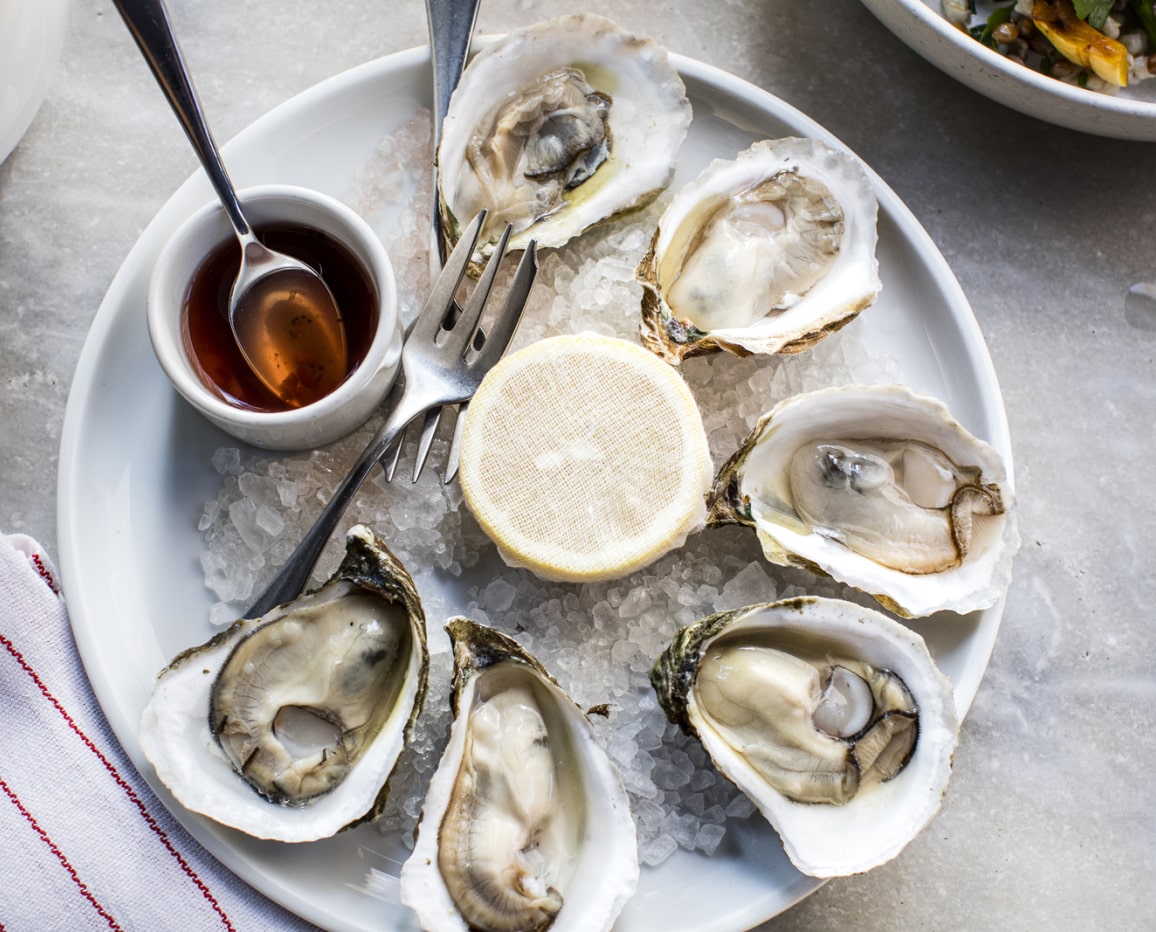 Platter of oysters at Joseph Leonard restaurant.