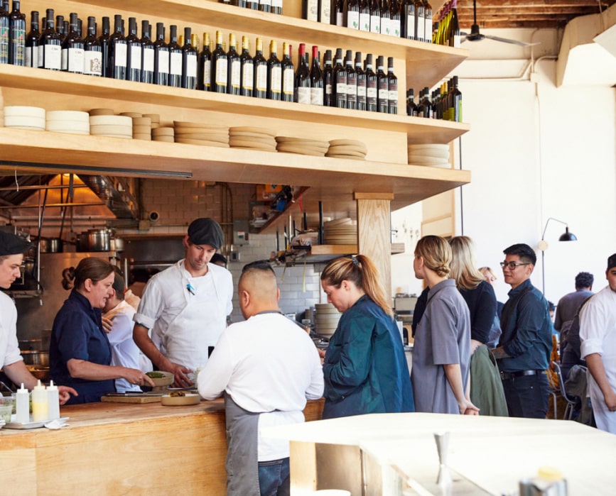 Chef Missy Robbins surrounded by her team at Lilia.
