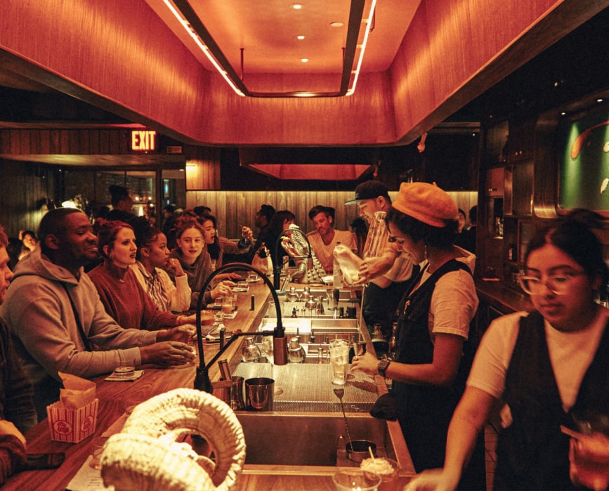 The bar at Double Chicken Please.